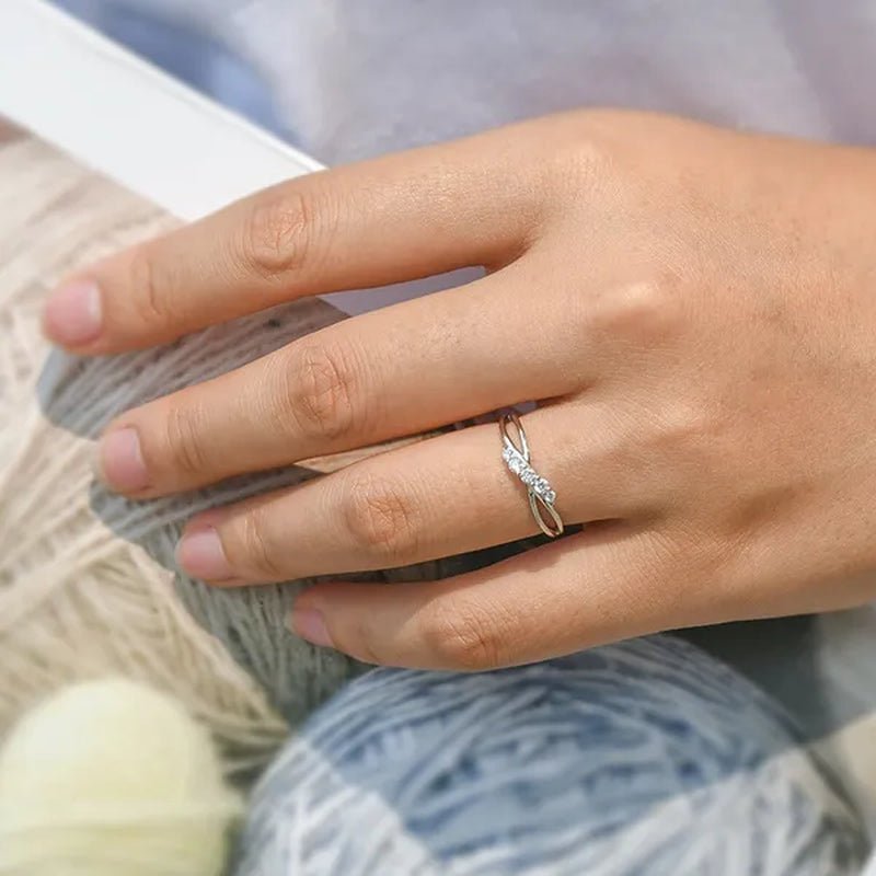 Exquisite Silver Color Twist Ring Shiny Crystal Zircon Wedding Band Engagement Rings for Women Anniversary Party Gift - WORLD TIME VISITS