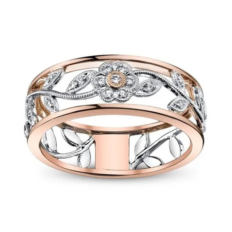 Exquisite Women Flower Lucky Vine Leaf Ring Cocktail Jewelry Proposal Gift Ring Bridal Wedding Ring Size 5 6 7 8 9 10 11 - WORLD TIME VISITS