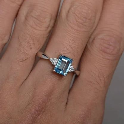 Exquisite Women's 925 Sterling Silver Ring Princess Cut Mystic Rainbow Topaz Engagement Diamond Jewelry Christmas Birthday Proposal Gift Halloween Party Wedding Band Rings Size 6 - 10 - WORLD TIME VISITS
