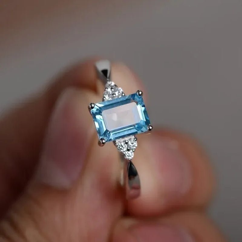 Exquisite Women's 925 Sterling Silver Ring Princess Cut Mystic Rainbow Topaz Engagement Diamond Jewelry Christmas Birthday Proposal Gift Halloween Party Wedding Band Rings Size 6 - 10 - WORLD TIME VISITS