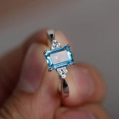 Exquisite Women's 925 Sterling Silver Ring Princess Cut Mystic Rainbow Topaz Engagement Diamond Jewelry Christmas Birthday Proposal Gift Halloween Party Wedding Band Rings Size 6 - 10 - WORLD TIME VISITS