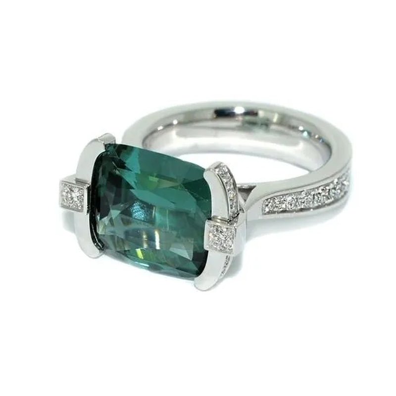 Exquisite Women's 925 Sterling Silver Tsavorite Ring Princess Bride Wedding Engagement Band Jewelry Rings Size 5 - 11 - WORLD TIME VISITS