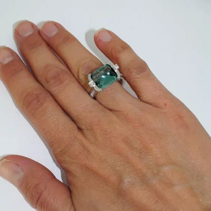 Exquisite Women's 925 Sterling Silver Tsavorite Ring Princess Bride Wedding Engagement Band Jewelry Rings Size 5 - 11 - WORLD TIME VISITS