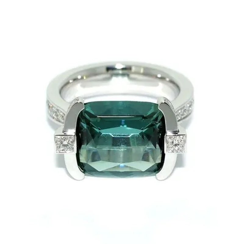 Exquisite Women's 925 Sterling Silver Tsavorite Ring Princess Bride Wedding Engagement Band Jewelry Rings Size 5 - 11 - WORLD TIME VISITS