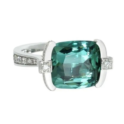 Exquisite Women's 925 Sterling Silver Tsavorite Ring Princess Bride Wedding Engagement Band Jewelry Rings Size 5 - 11 - WORLD TIME VISITS