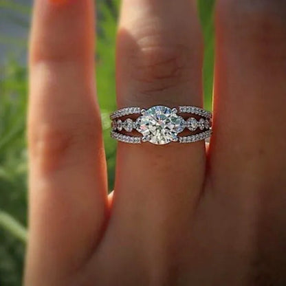 Exquisite Women's Cut Round Ring Fashion Bridal Party Engagement Wedding Ring Size 5 - 11 - WORLD TIME VISITS