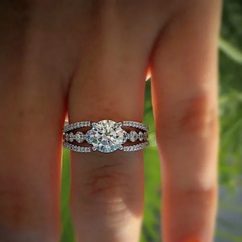 Exquisite Women's Cut Round Ring Fashion Bridal Party Engagement Wedding Ring Size 5 - 11 - WORLD TIME VISITS