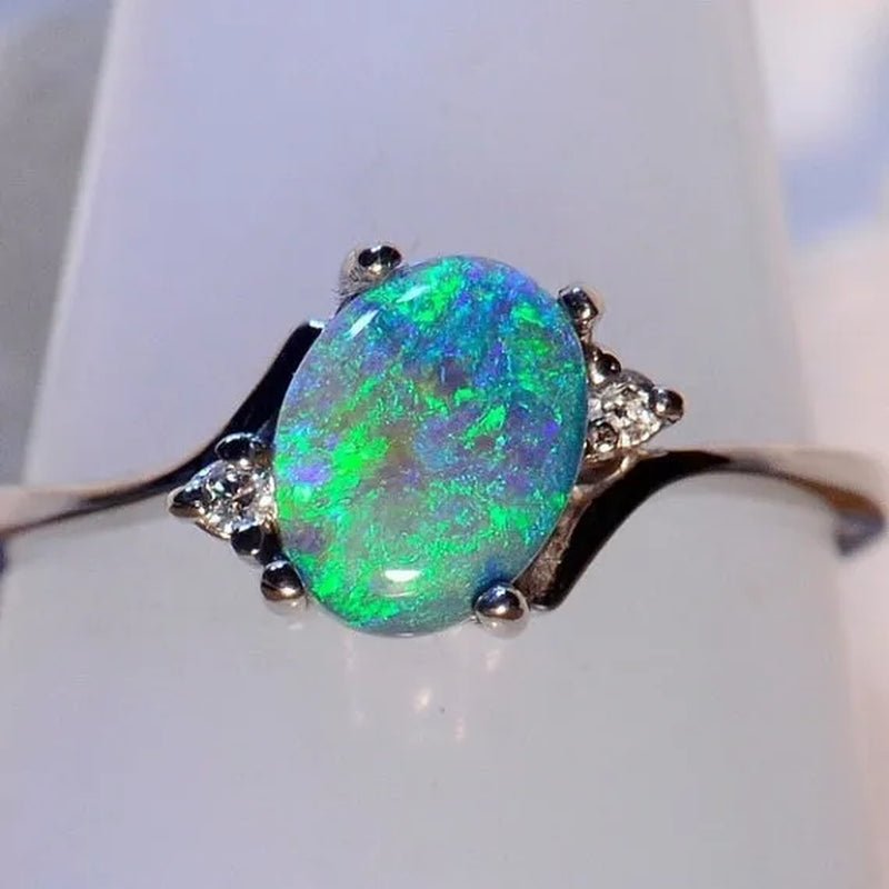 Exquisite Women's Ring Oval Cut Fire Opal Diamond Jewelry Birthday Proposal Gift Bridal Engagement Party Band Rings Size 5 - 11 - WORLD TIME VISITS