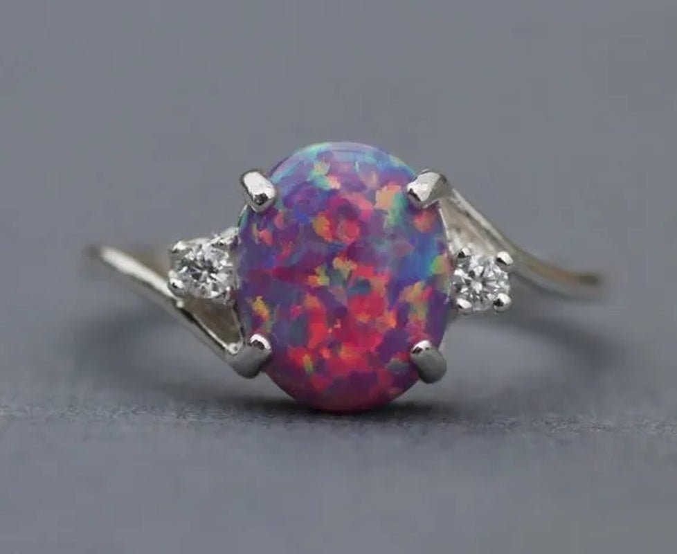 Exquisite Women's Ring Oval Cut Fire Opal Diamond Jewelry Birthday Proposal Gift Bridal Engagement Party Band Rings Size 5 - 11 - WORLD TIME VISITS