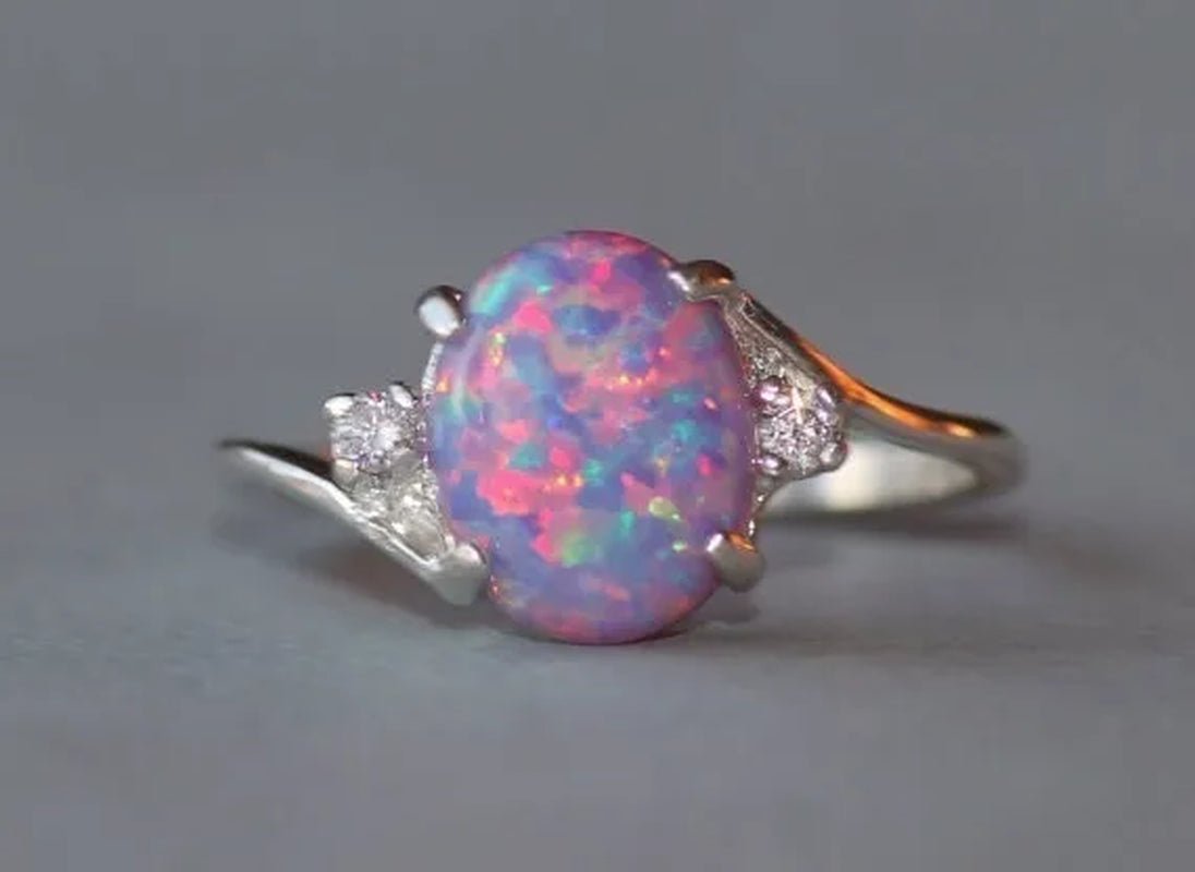 Exquisite Women's Ring Oval Cut Fire Opal Diamond Jewelry Birthday Proposal Gift Bridal Engagement Party Band Rings Size 5 - 11 - WORLD TIME VISITS