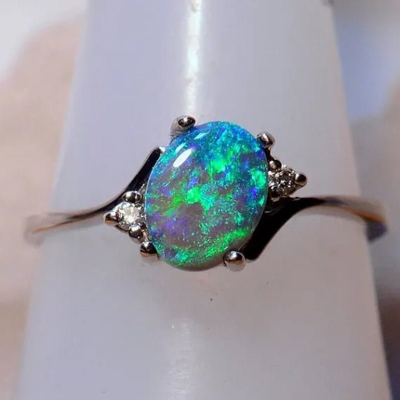 Exquisite Women's Ring Oval Cut Fire Opal Diamond Jewelry Birthday Proposal Gift Bridal Engagement Party Band Rings Size 5 - 11 - WORLD TIME VISITS