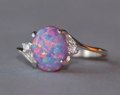 Exquisite Women's Ring Oval Cut Fire Opal Diamond Jewelry Birthday Proposal Gift Bridal Engagement Party Band Rings Size 5 - 11 - WORLD TIME VISITS