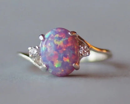 Exquisite Women's Ring Oval Cut Fire Opal Diamond Jewelry Birthday Proposal Gift Bridal Engagement Party Band Rings Size 5 - 11 - WORLD TIME VISITS