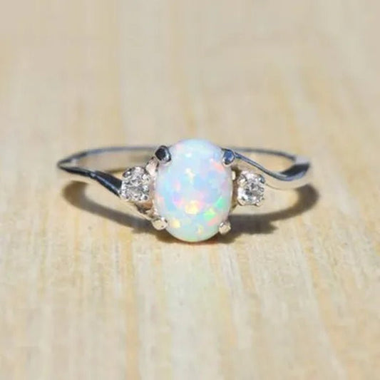 Exquisite Women's Ring Oval Cut Fire Opal Diamond Jewelry Birthday Proposal Gift Bridal Engagement Party Band Rings Size 5 - 11 - WORLD TIME VISITS