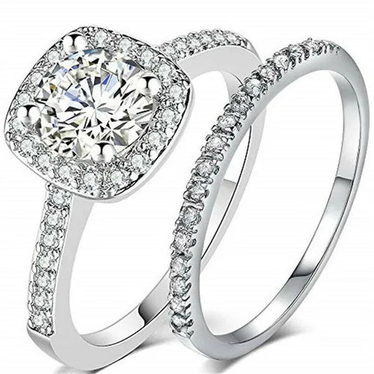 Exquisite Womens White Gold/Yellow Gold/Rose Gold/Black Gold White Zircon Wedding Jewelry Bridal Ring Set Size 6 - 10 Arrow - WORLD TIME VISITS