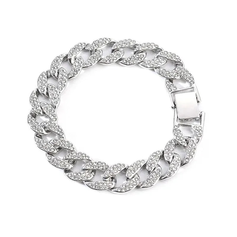 Hot jewelry diamond bracelet stainless steel bracelet Cuban men's gold bracelet platinum bracelet hip hop bracelet