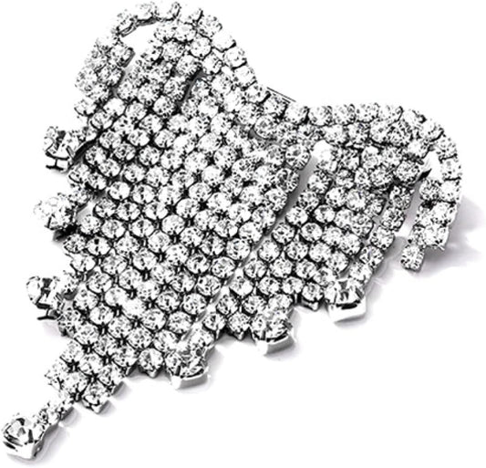 Rhinestone Brooch Flash Diamond Tassel Brooch Corsage Female anti Lost Brooch Accessories Silver