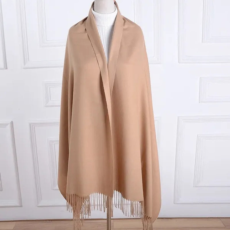 12 Colors Fashion Women Solid Color Simulated Cashmere Scarves with Tassel Lady Autumn Winter Keep Warm Thick Section Long Scarf Female Shawl  Christmas Gifts