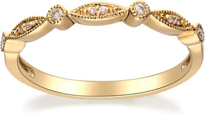 14K Yellow Gold Natural White Diamond Ring for Women | Ethically, Authentically & Organically Sourced (Round-Cut) Shaped Diamond Hand-Crafted Jewelry for Her | Diamond Ring for Women