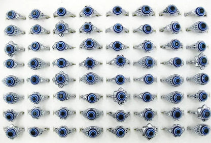 30Pcs Wholesale Jewelry Lots Evil Eye Man'S Silver Fashion Rings