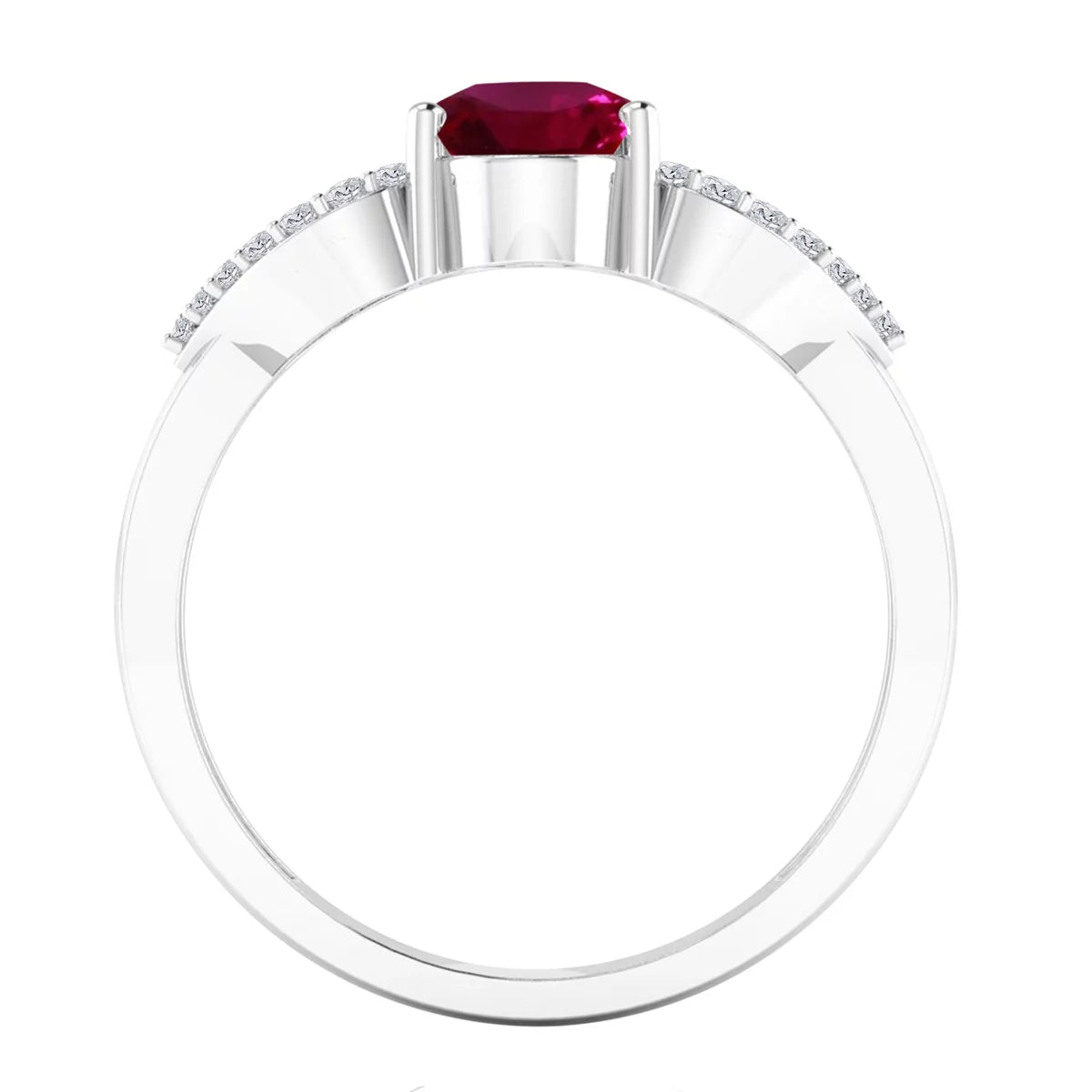 1.40 Carat Ruby & Heart Shape Diamond Gemstone Ring in 14K White Gold