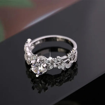 Sterling Silver Women's CZ Vintage Antique Style Engagement Ring Wedding Band Set 5-10