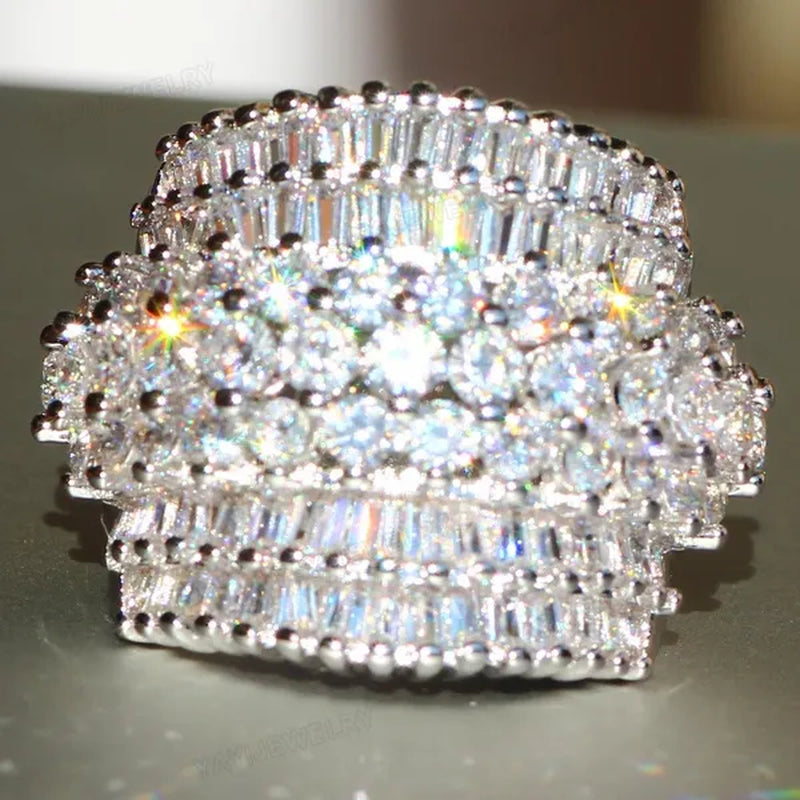 Gorgeous Cubic Zirconia Multichamber Ring Wedding Birthstone Bride Engagement Brand Heart Ring Jewelry Size 6 7 8 9 10