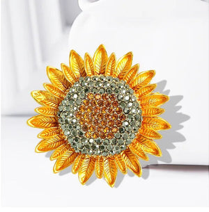1PC Exquisite Sunflower Brooch Woman Party Wedding Metal Diamond Flower Brooches Gift