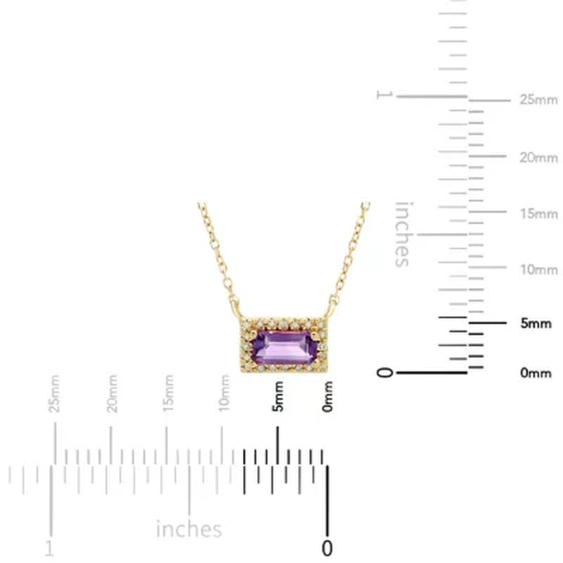 Amethyst and .06 CT. T.W. Diamond Baguette Pendant Necklace in 14K Gold
