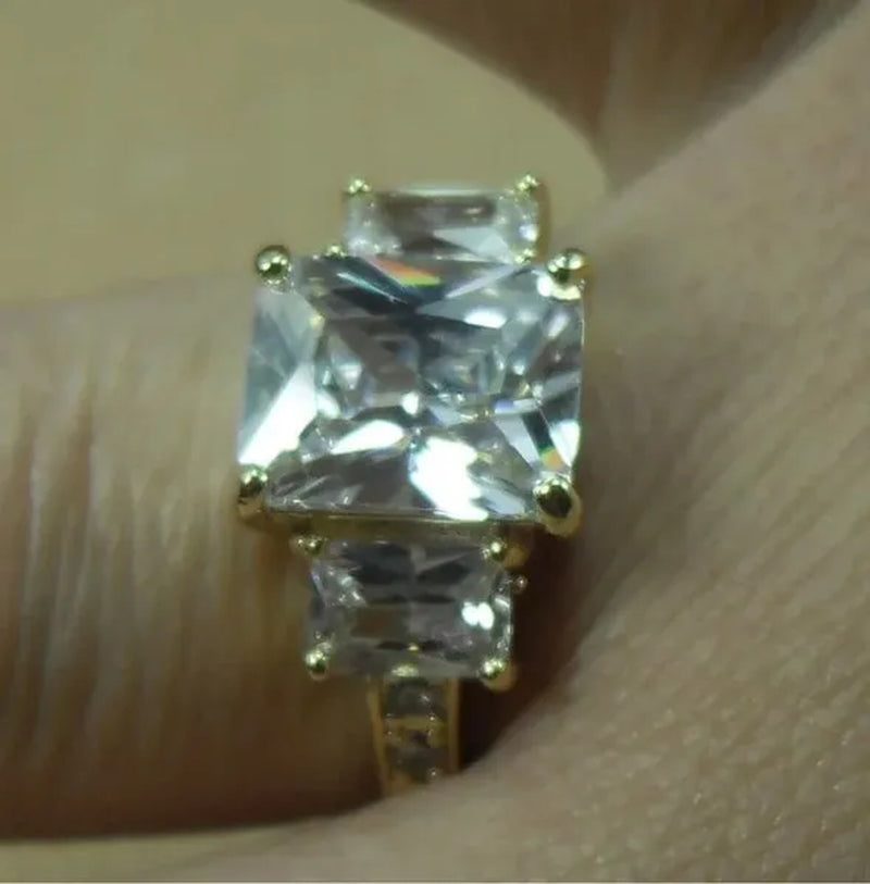 Natural 5.99CT White Diamond 14K Yellow Gold Wedding Ring Size 6-10