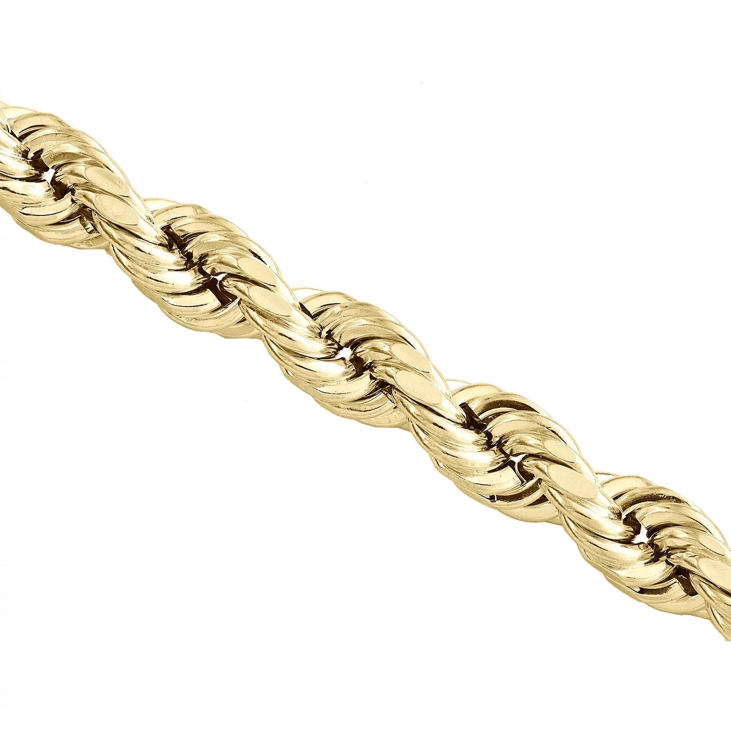 10K Yellow Gold 10Mm Diamond Cut Hollow Rope Link Chain Necklace 28 Inches