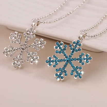 New Fashion Christmas Gift Decoration Explosion Crystal Pendant Full Diamond Pendant Necklace Snowflake Sweater Chain