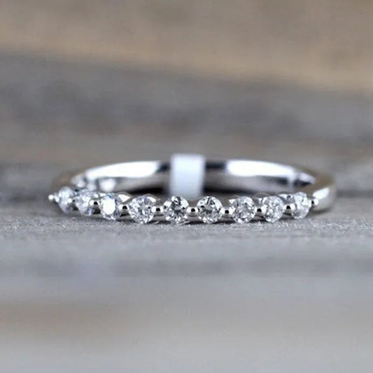 Fashion Half Eternity Zircon Ring Romantic Bride Proposal Engagement Wedding Band Anniversary Gift