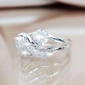 New Sapphire Angel Wings Charming Diamond Princess Ring Romantic Bride Proposal Eternity Ring Anniversary Christmas Gift for Girlfriend Mother's Day Gift Jewelry Size 5-11