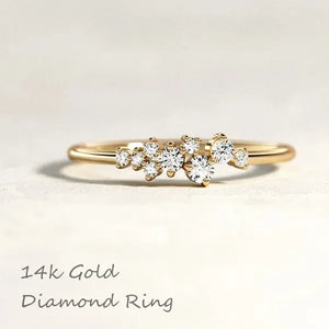 Minimalist Diamond Ring Women'S Fashion Diamond Cluster Ring Wedding and Engagement Moissanite Jewelry Cluster Stacking Ring Dainty Cluster Ring Stacking Ring