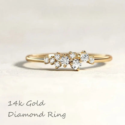 Minimalist Diamond Ring Women'S Fashion Diamond Cluster Ring Wedding and Engagement Moissanite Jewelry Cluster Stacking Ring Dainty Cluster Ring Stacking Ring