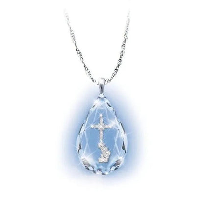 Fashion 925 Sterling Silver Teardrop Crystal Diamond Cross Necklace Engagement Wedding Jewelry Pendant Lover Necklace Gift Jewelry