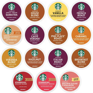 30 Count—Starbucks Variety Pack Sampler K-Cup Coffee Pods—Including Starbucks Blonde, Medium, Dark Roast, Flavored & Holiday Blend Coffee—For Keurig Brewers—1 Box (15 Unique Flavors)