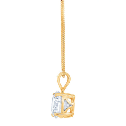 1.5 Ct round Cut Blue Simulated Diamond 18K Yellow Gold Pendant + 18" Gold Chain