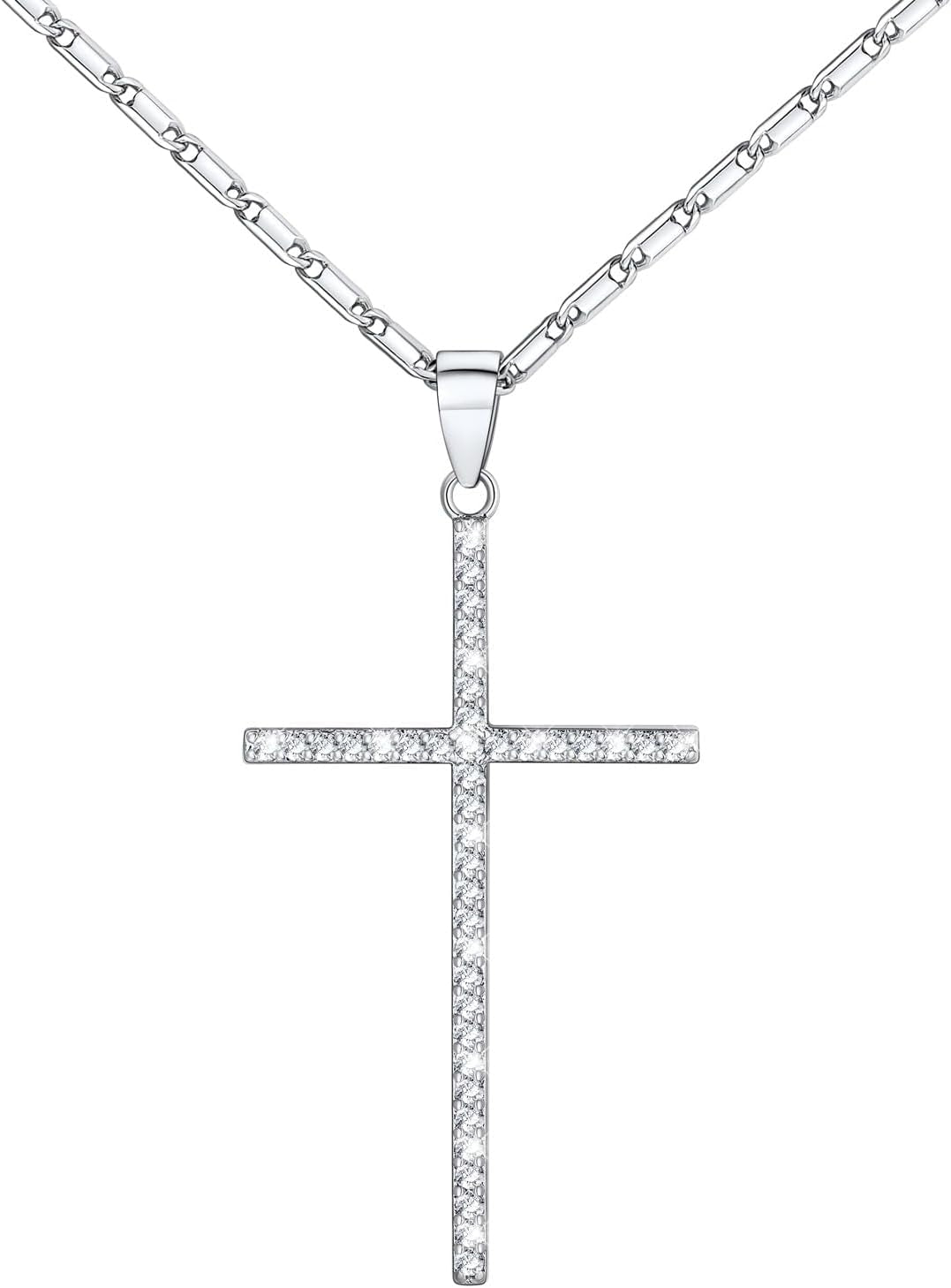 Cross Necklace for Women,Silver/14K Gold Large or Small Cross Necklaces with CZ Diamond,Faith Birthday/Christmas Gift for Her Women Mother Daughter Grandmother
