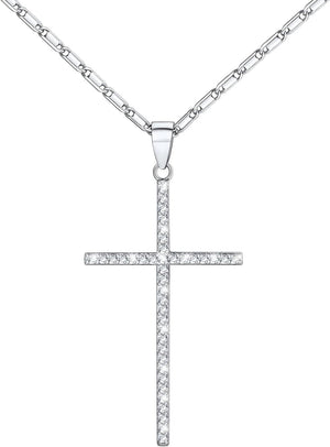 Cross Necklace for Women,Silver/14K Gold Large or Small Cross Necklaces with CZ Diamond,Faith Birthday/Christmas Gift for Her Women Mother Daughter Grandmother