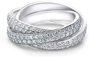 2.75 CT round Diamond Rolling Full Eternity Wedding Band 14K White Gold Over