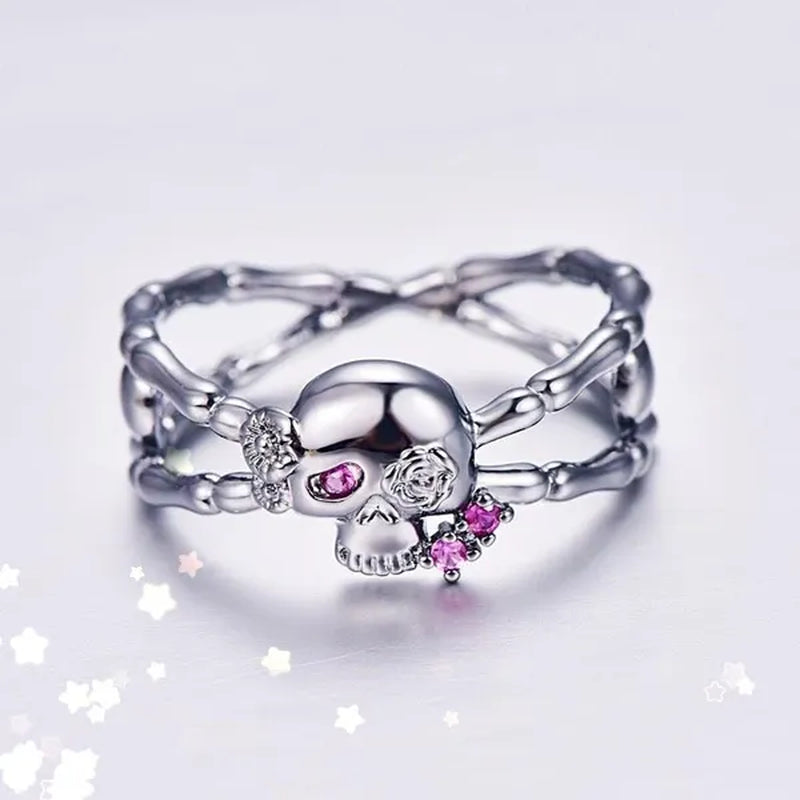 Fashion Simple Retro Punk Style Gothic Skull Rings for Women Cocktail Ring Skeleton Knuckle Jewelry Size5 6 7 8 9
