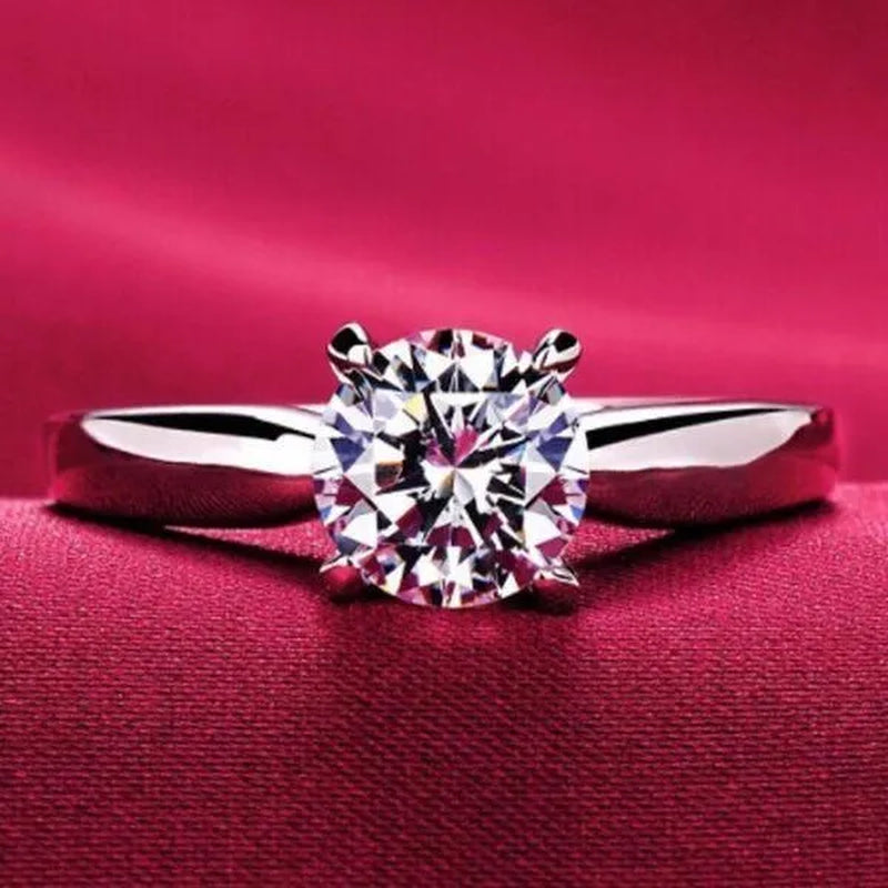 14K White Gold Rings for Women 2.0Ct round Cut Zirconia Diamond Solitaire Ring Wedding Band Engagement Bridal - WORLD TIME VISITS