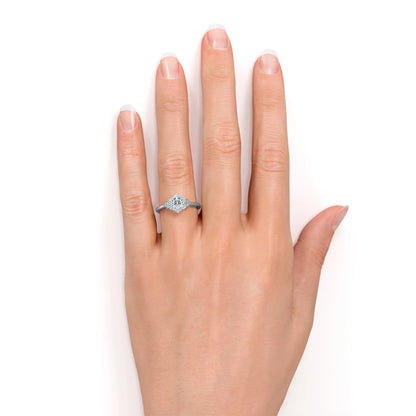 1.75 Carat round Cut Moissanite and Diamond Vintage Art-Deco Engagement Ring in 10K White Gold