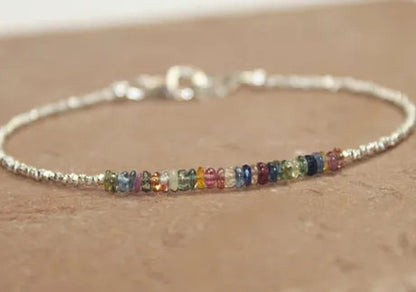 Multi Sapphire Bracelet Hill Tribe Beads Sapphire Jewelry
