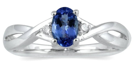 Women'S Sapphire and Diamond Ring in 10K White Gold