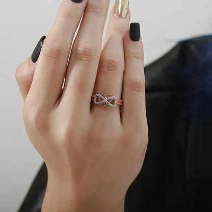 Delysia KingHigh-quality exquisite two-color rose gold/black filled ring female natural ring bride princess wedding engagement heart ring