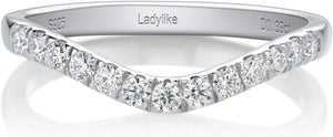 Curved Moissanite Wedding Band 0.39Ct D Color VVS1 Lab Created Half Eternity 925 Sterling Silver Guard Enhancer Stackable Rings for Women