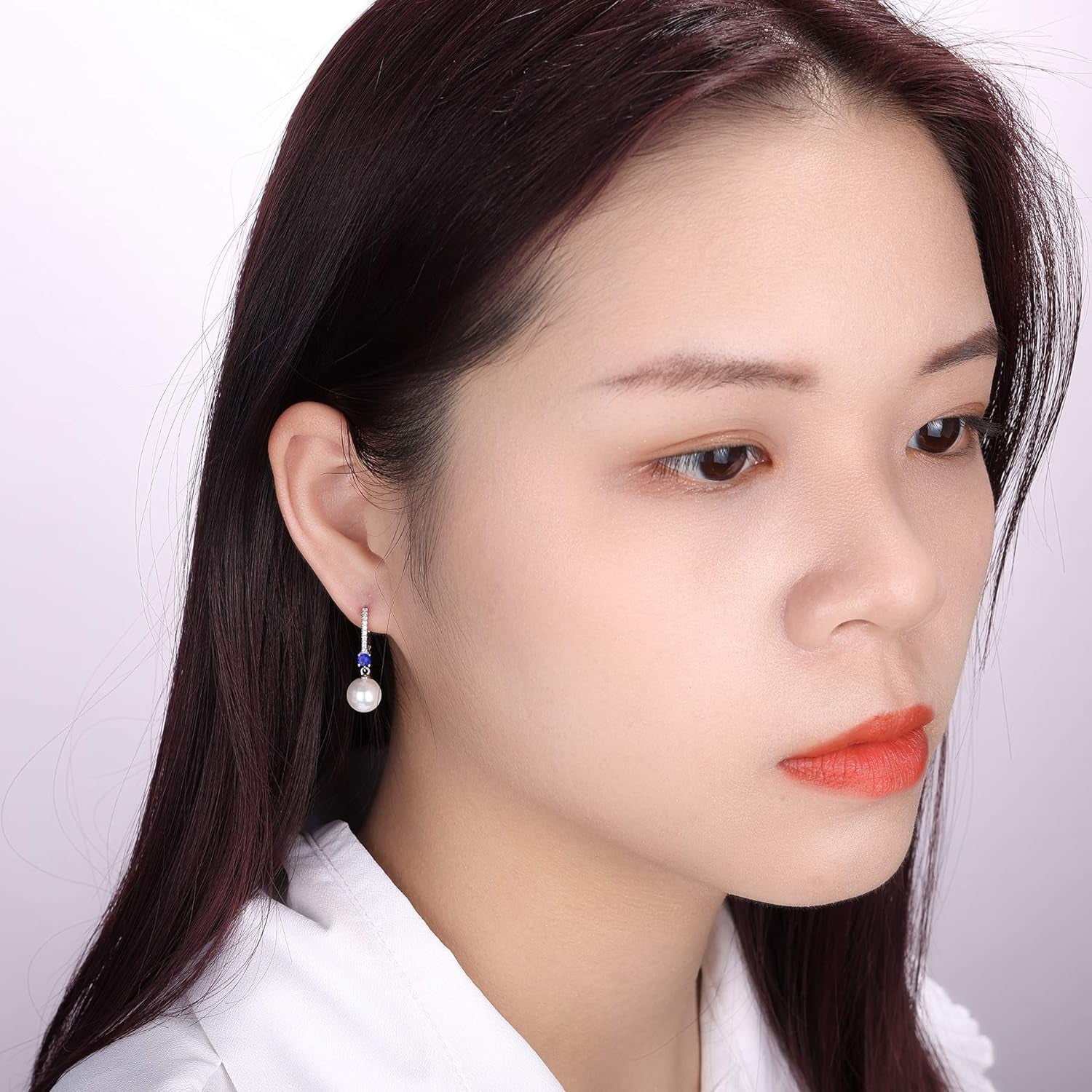925 Sterling Silver Freshwater Pearl Hoop Earrings with Dangle Real Pearl,Simulated Pearls
